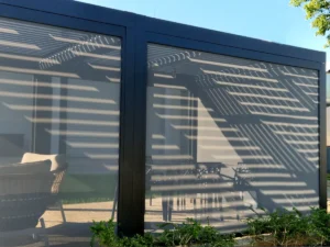 Exterior shades as an outdoor solution for a backyard space that receives too much sun